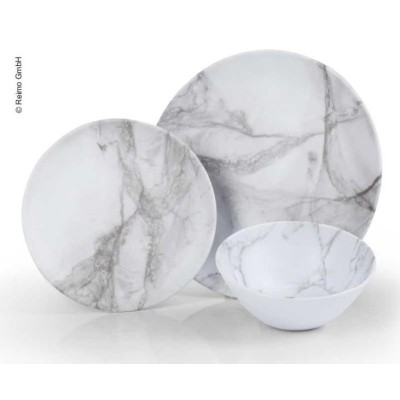 VAJILLA DE MELAMINA MARMOL PARA 2 PERSONAS