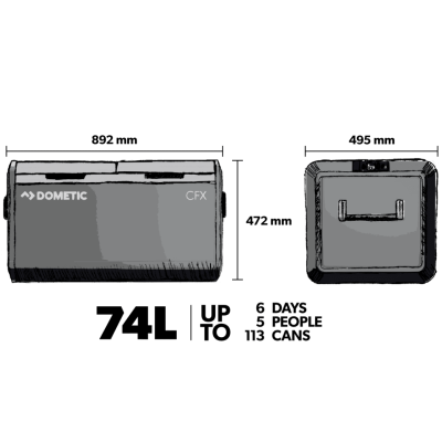 NEVERA DOMETIC COOLFREEZE CFX3 75DZ,12/24/100/240V 74L COMPRESOR