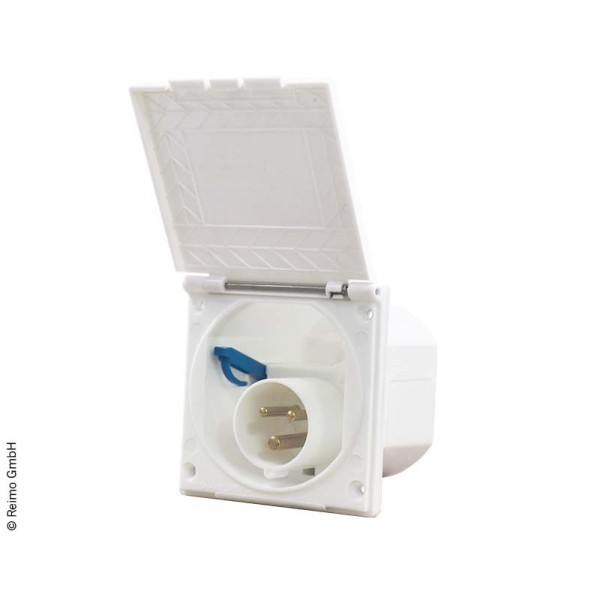 TOMA EXTRIOR 220V CON TAPA COLOR BLANCO